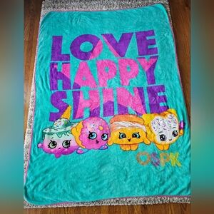 SHOPKINS Soft Plush Throw Blanket LOVE HAPPY SHINE Large 64x83 Love SPK Vintage